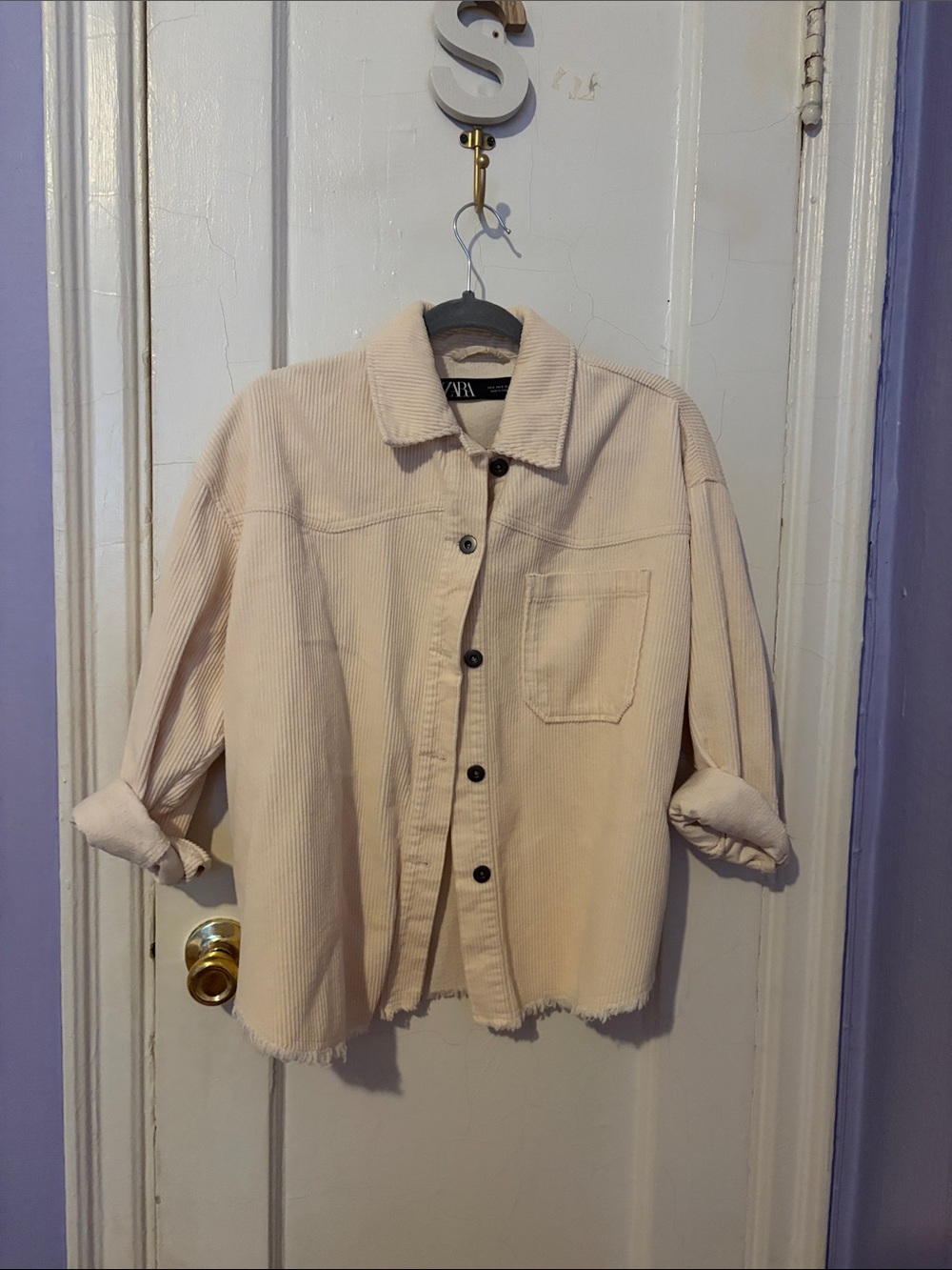 ZARA Light Beige Corduroy Shacket